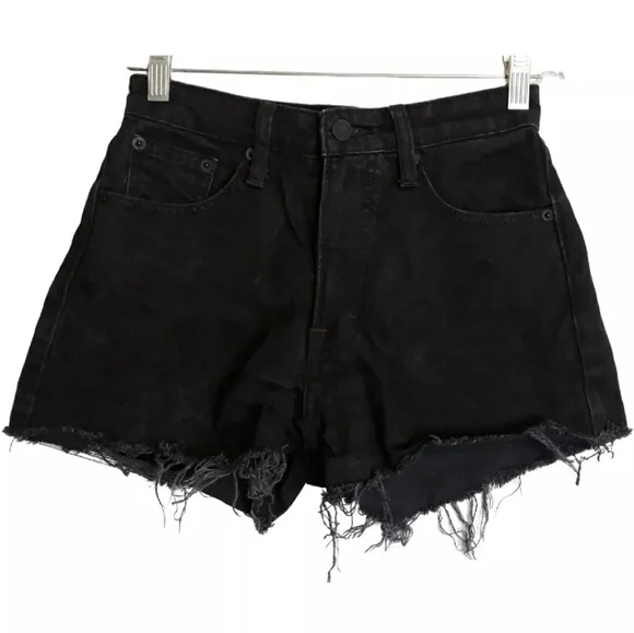 Lucky Brand Lucky Pins Distressed Cut Off Denim Black Jean Shorts 00/24 - Picture 7 of 7